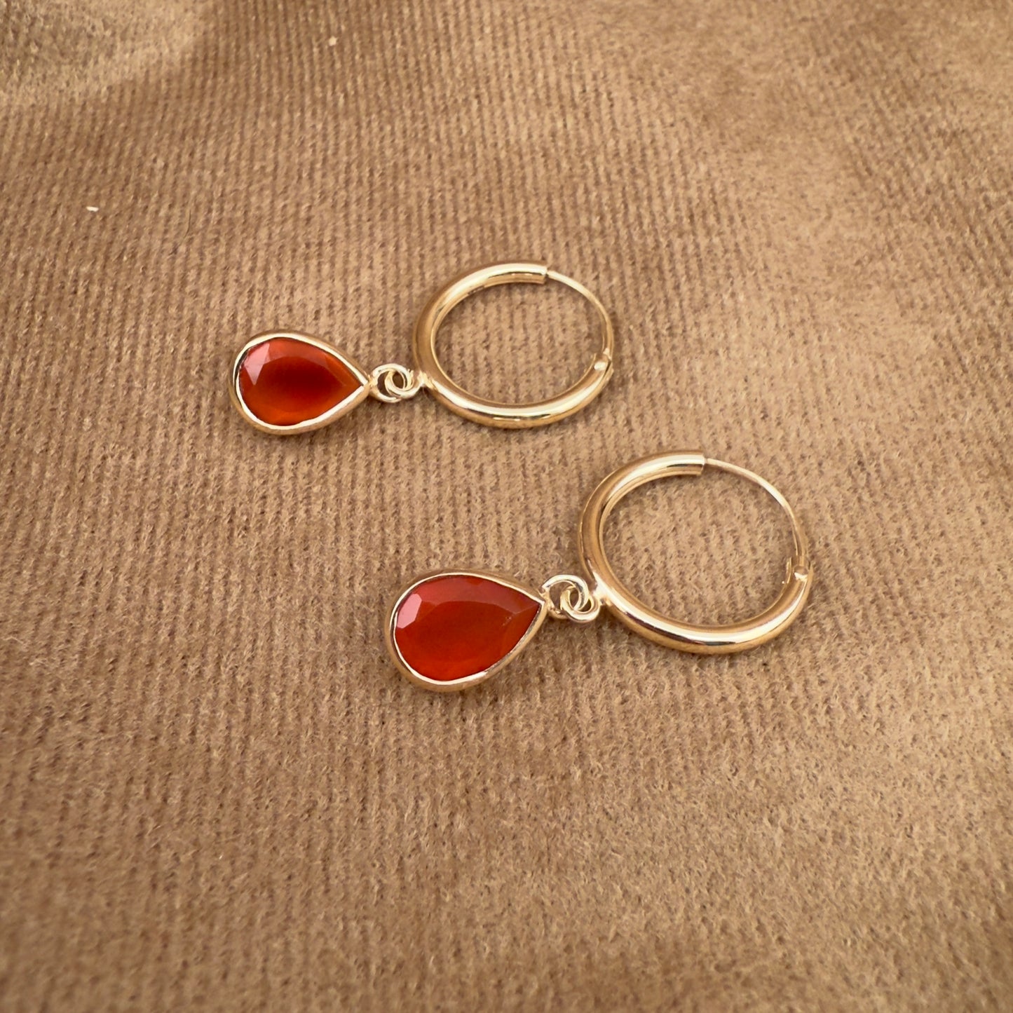 14k Gold Vermeil Carnelian Earrings