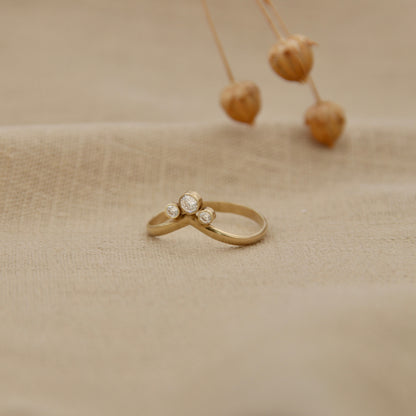 Wishbone Crown Ring – Diamant - 14k Geelgoud