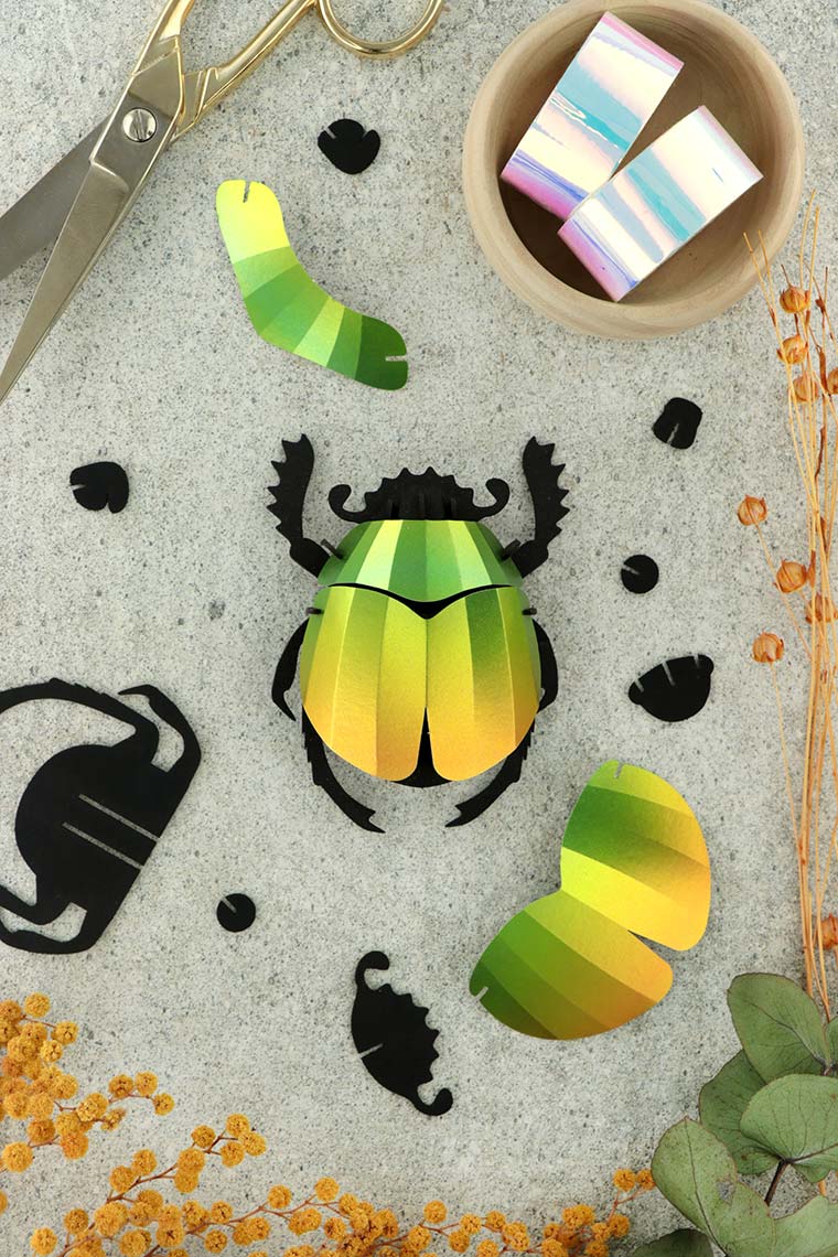Paper Scarab Beetle - Mango Green