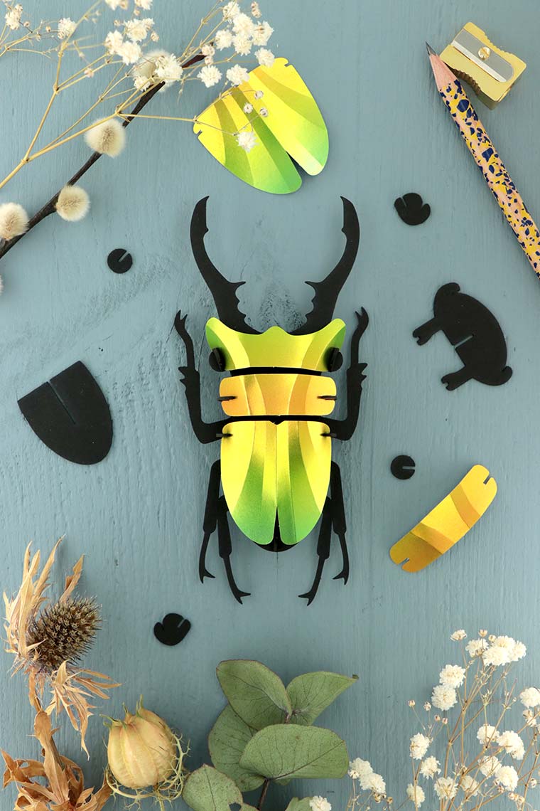 Paper Stag Beetle - Mango Green