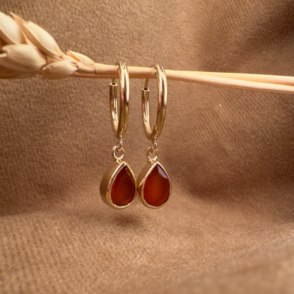 14k Gold Vermeil Carnelian Earrings