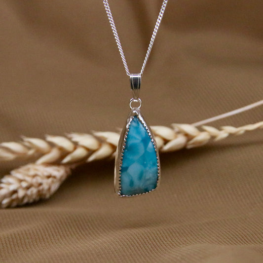 Sterling Silver Freeform Larimar Necklace Limited Edition