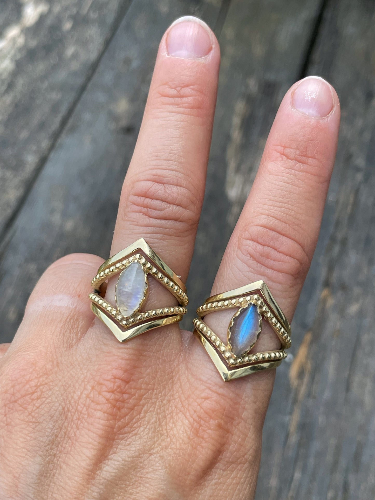 14K Gold Vermeil Kiss by the Moon Ring Moonstone