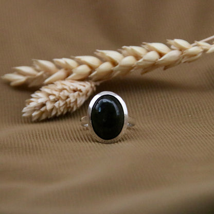 Sterling Silver Ring- Oval Black Onyx