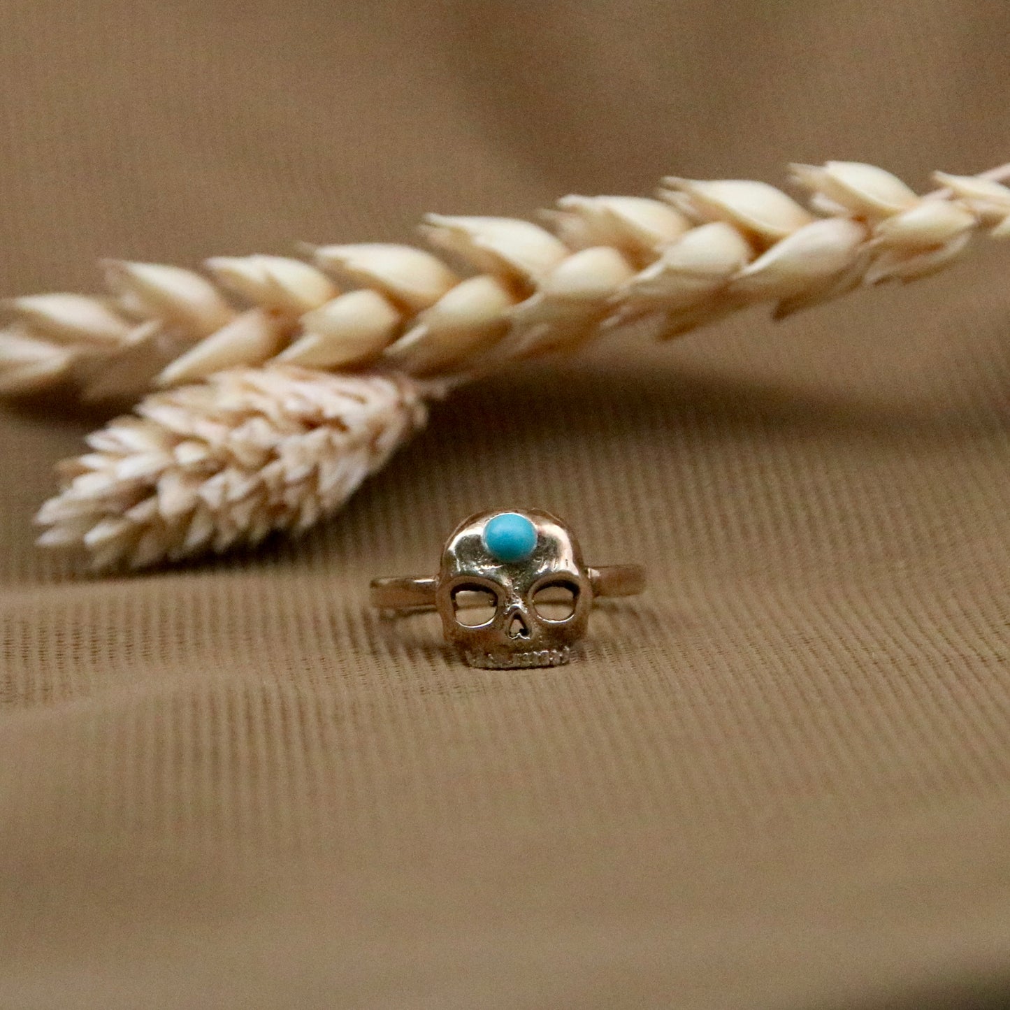 14K Gold Vermeil Pirate Skull Turquoise Ring