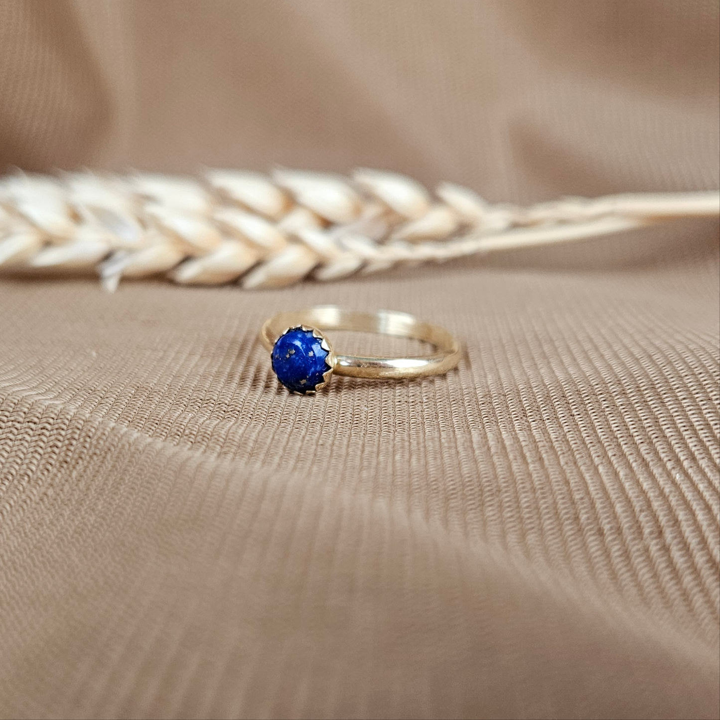 14k Gold Vermeil Serrated Lapis Lazuli Ring