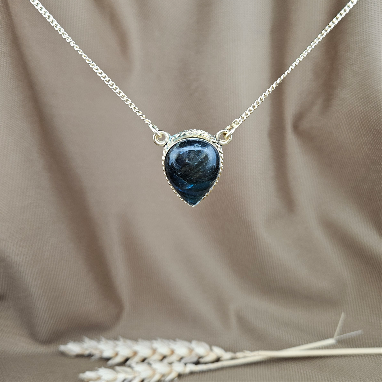 14k Gold Vermeil Teardrop Labradorite Necklace