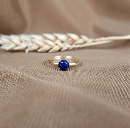 14k Gold Vermeil Serrated Lapis Lazuli Ring