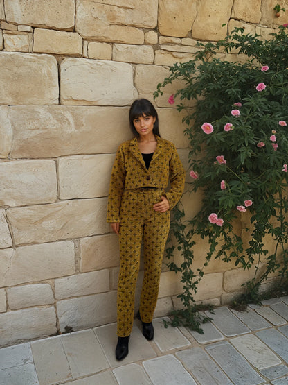 The Suit Blazer- 70s Print Ochre