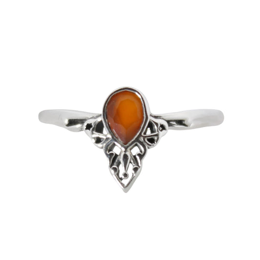 Sterling Silver Majestic Curves Ring – Carnelian