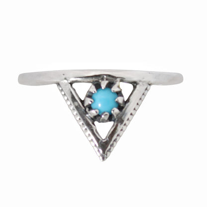Sterling Silver Beaded Triangle Ring Turquoise