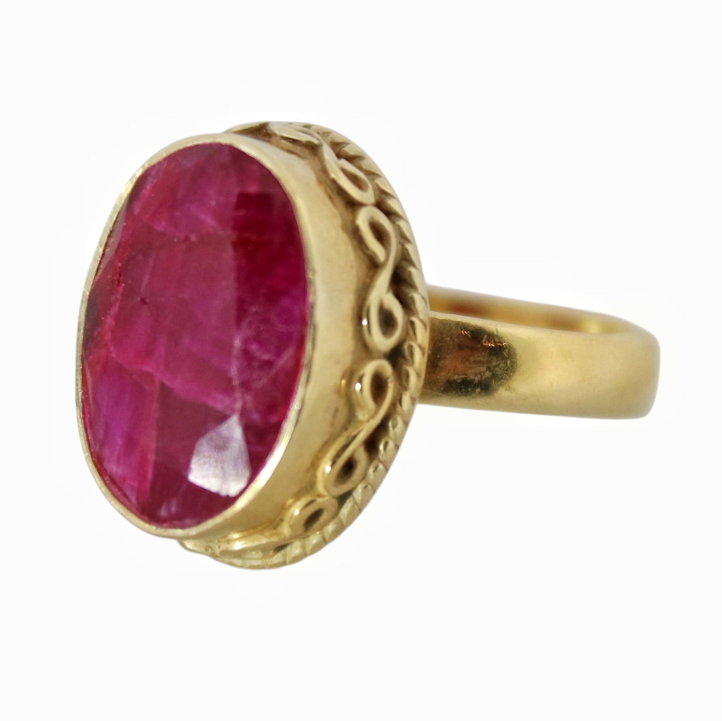 14K Gold Vermeil Lady in Red Ring - Ruby Quartz
