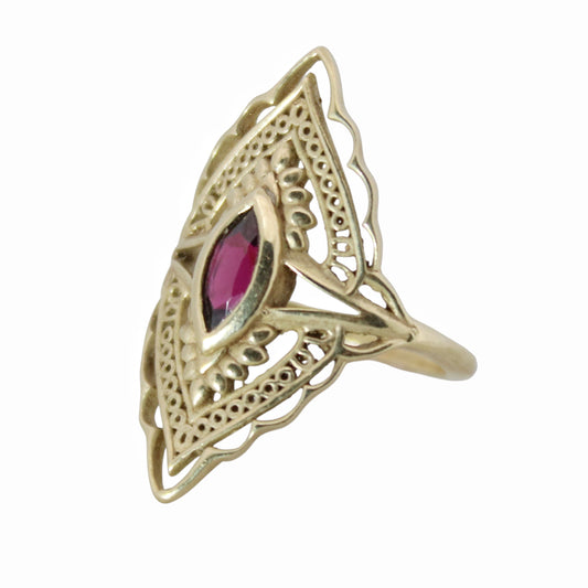 14K Gold Vermeil Radiant Blossom Ring Garnet