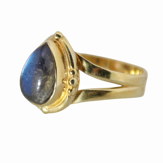 14K Gold Vermeil Bohemian Sugar Ring - Labradorite