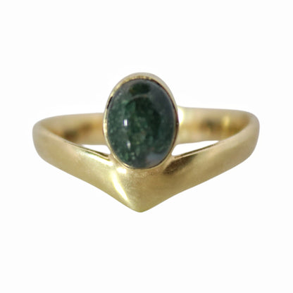 14K Gold Vermeil Forest Fruit Ring - Moss Agate