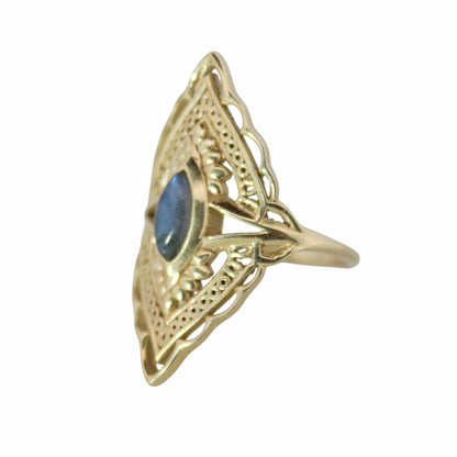 14K Gold Vermeil Radiant Blossom Ring Labradorite