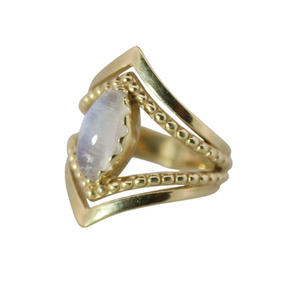 14K Gold Vermeil Kiss by the Moon Ring Moonstone