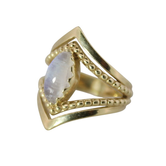14K Gold Vermeil Kiss by the Moon Ring Moonstone