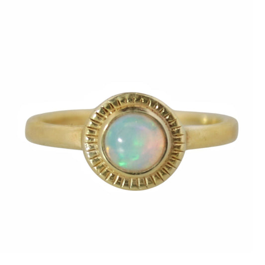 14K Gold Vermeil Charm Ring Opal