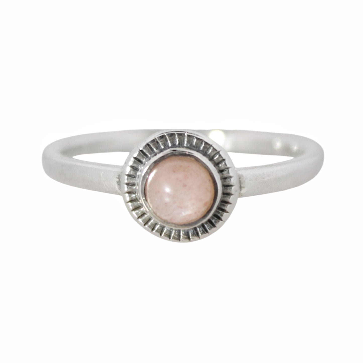 Sterling Silver Charm Ring Peach Moonstone