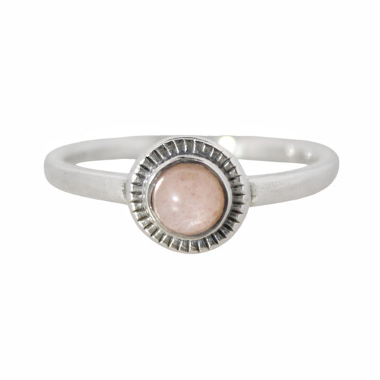 Sterling Silver Charm Ring Peach Moonstone