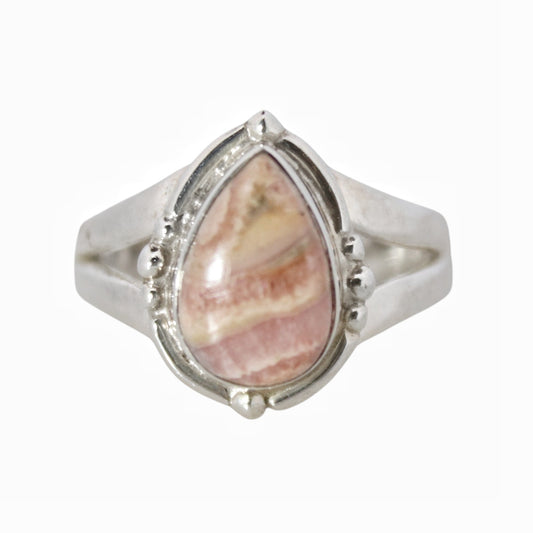 Sterling Silver Bohemian Sugar Ring - Rhodochrosite