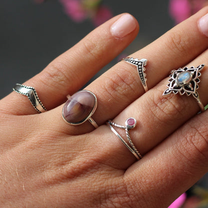 Sterling Silver Beaded Arch Ring