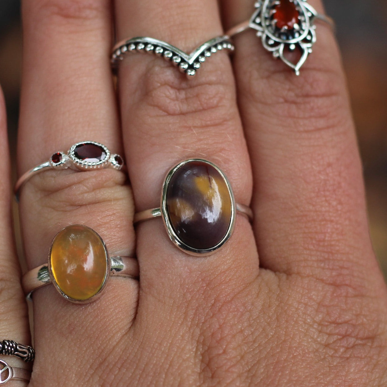 Sterling Silver Oval Mookaite Ring - 17 mm