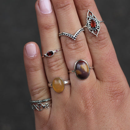 Sterling Silver Oval Red Glow Ring