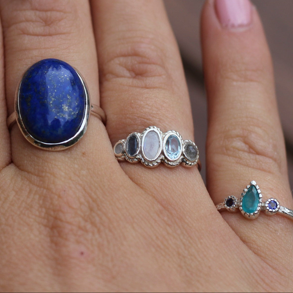 Sterling Silver Moon Cluster Ring