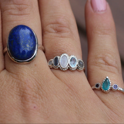 Sterling Silver Moon Cluster Ring