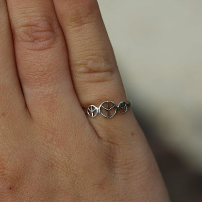Sterling Silver Triple Peace Ring