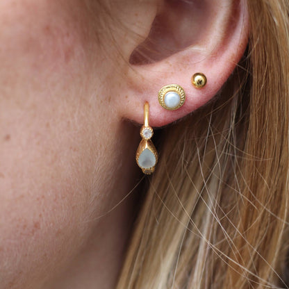 14k Gold Vermeil Triple Teardrop Aquamarine Earrings