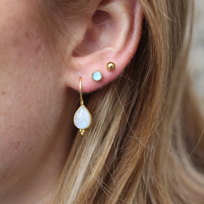 14k Gold Vermeil Rain Drop Moonstone Earrings
