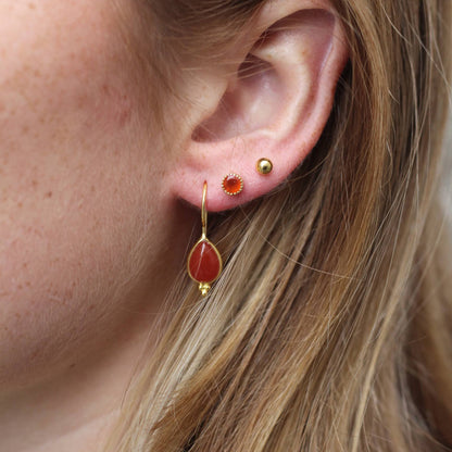 14k Gold Vermeil Rain Drop Carnelian Earrings