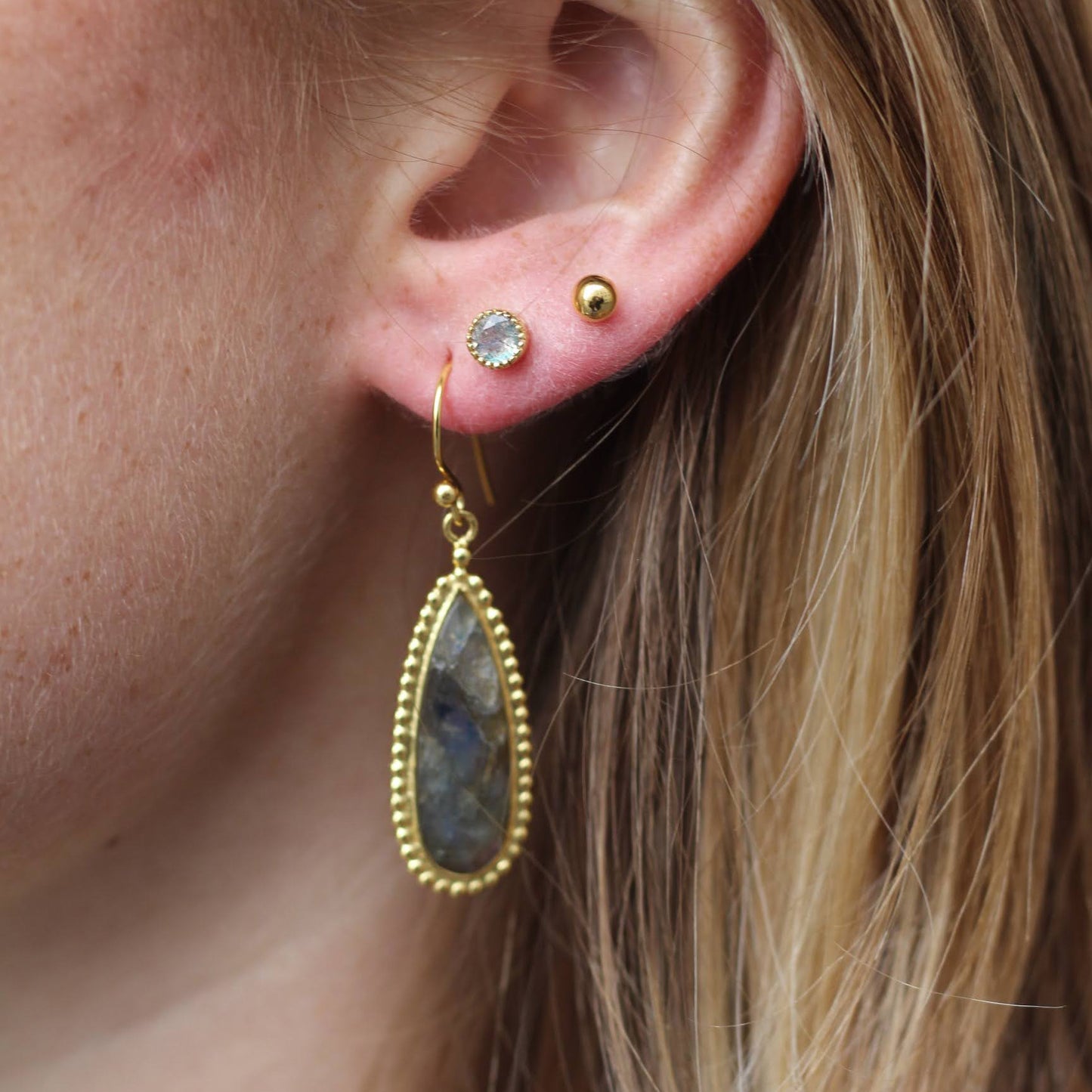 14k Gold Vermeil Gala Earrings Labradorite