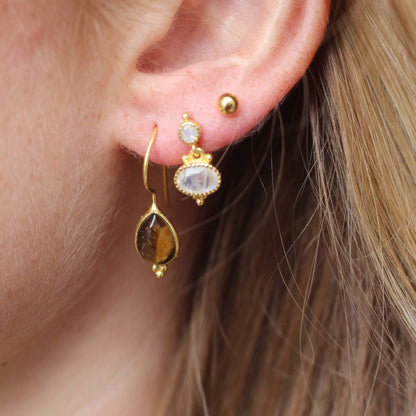 14k Gold Vermeil Moonstone Party Studs