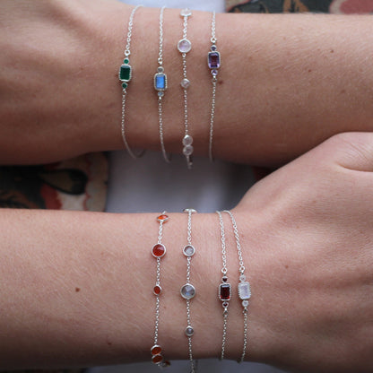 Sterling Silver Multiple Stones Carnelian Bracelet