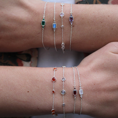 Sterling Silver Multiple Stones Moonstone Bracelet