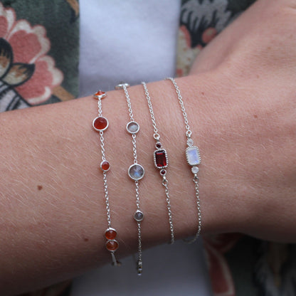 Sterling Silver Multiple Stones Carnelian Bracelet