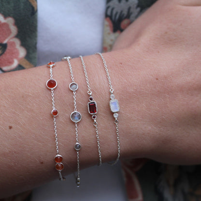 Sterling Silver Square Bracelet Moonstone