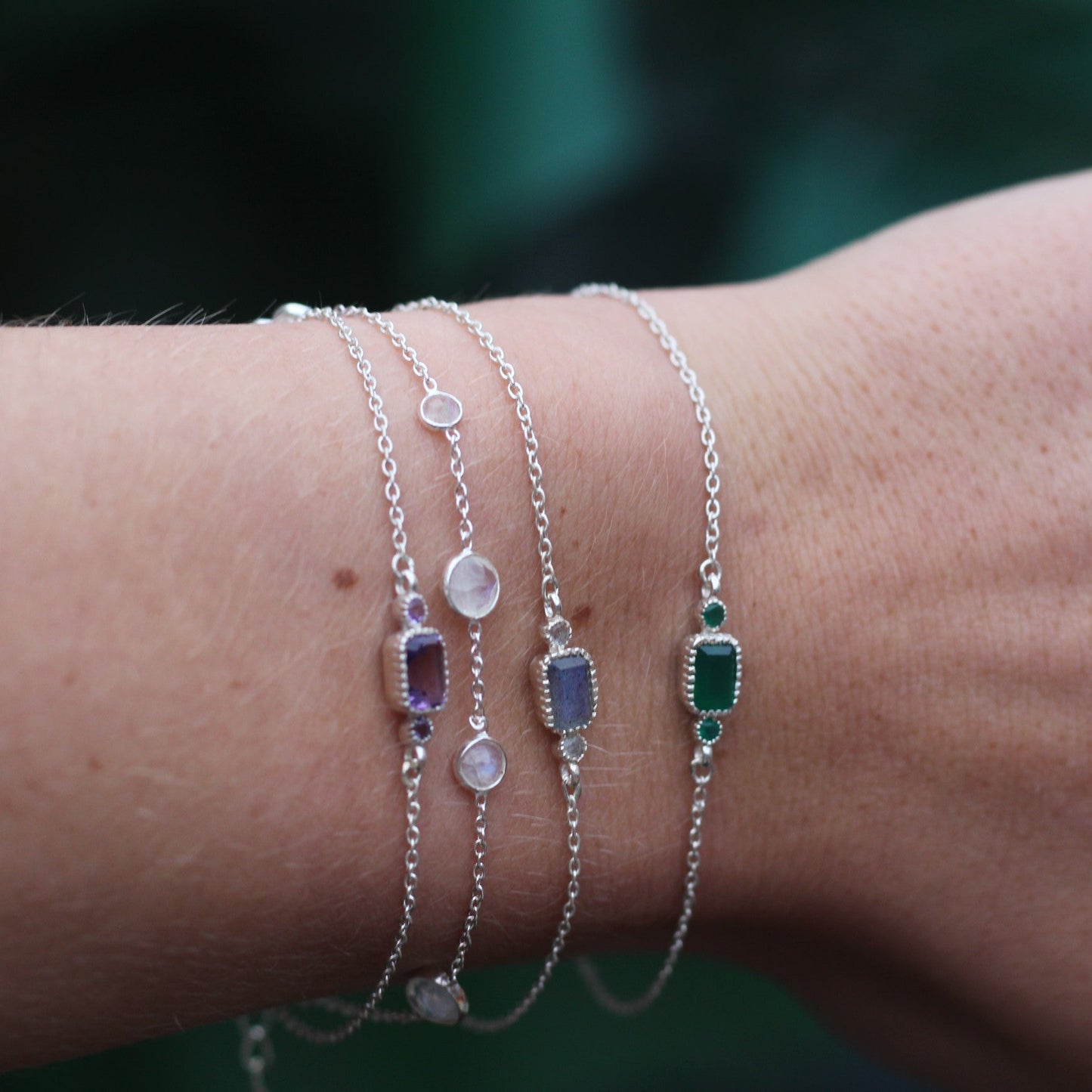 Sterling Silver Multiple Stones Moonstone Bracelet