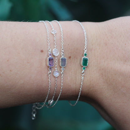 Sterling Silver Square Bracelet Labradorite