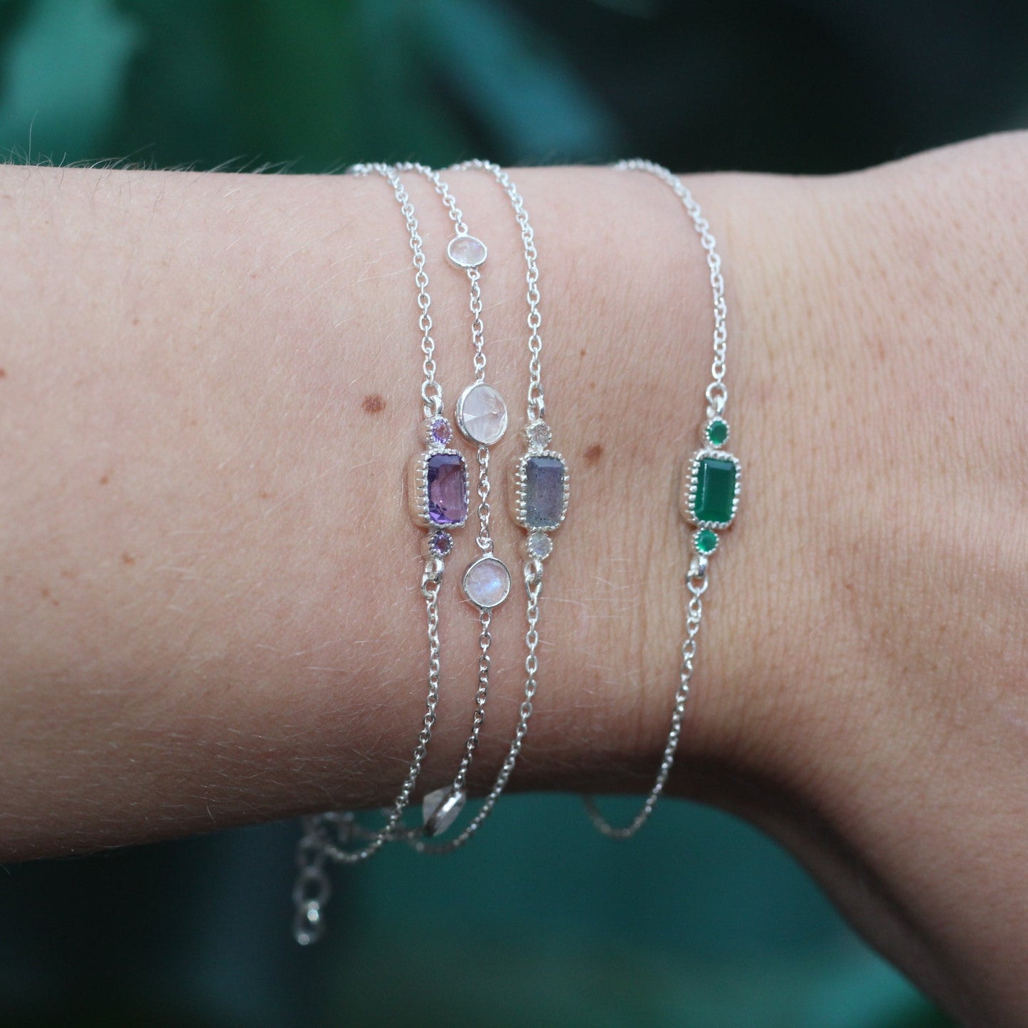 Sterling Silver Square Bracelet Labradorite