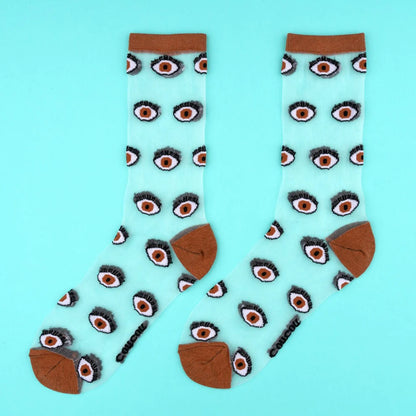 Eye Sheer Socks - Brown