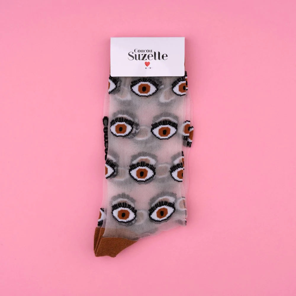 Eye Sheer Socks - Brown