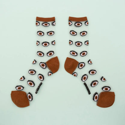 Eye Sheer Socks - Brown