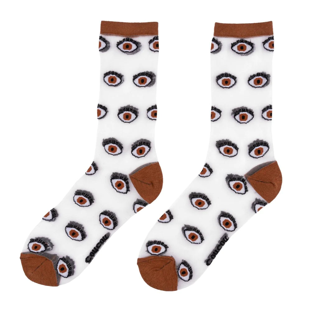 Eye Sheer Socks - Brown