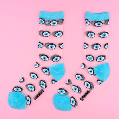 Eye Sheer Socks - Blue