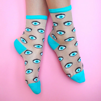 Eye Sheer Socks - Blue